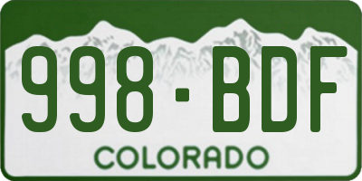 CO license plate 998BDF