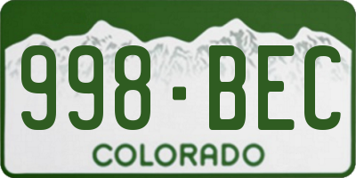 CO license plate 998BEC