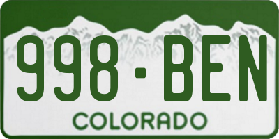 CO license plate 998BEN