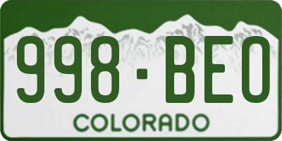 CO license plate 998BEO