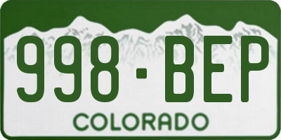 CO license plate 998BEP