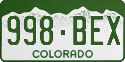 CO license plate 998BEX