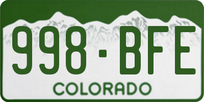 CO license plate 998BFE