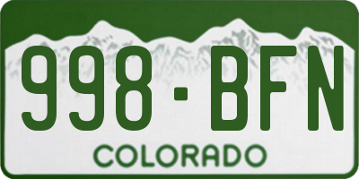 CO license plate 998BFN