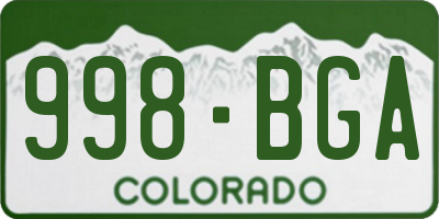 CO license plate 998BGA