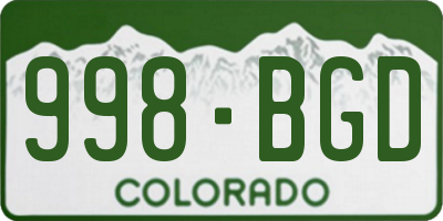 CO license plate 998BGD
