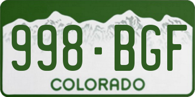 CO license plate 998BGF