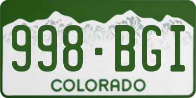 CO license plate 998BGI