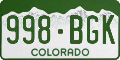 CO license plate 998BGK