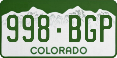 CO license plate 998BGP