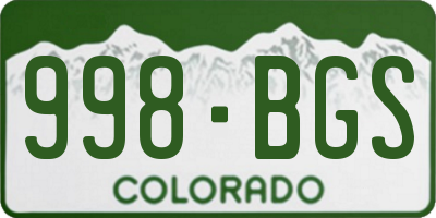 CO license plate 998BGS