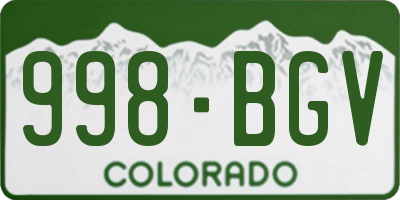 CO license plate 998BGV