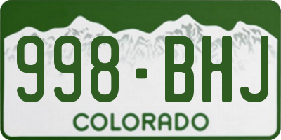 CO license plate 998BHJ