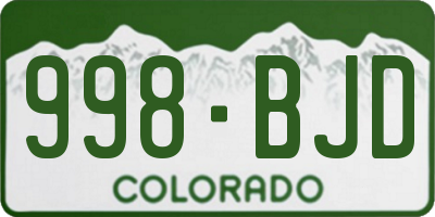 CO license plate 998BJD