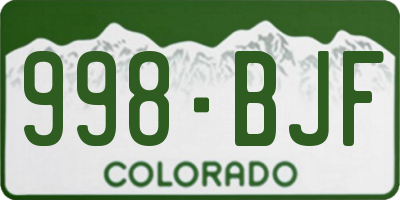 CO license plate 998BJF