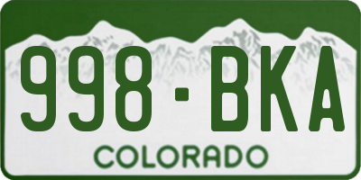 CO license plate 998BKA