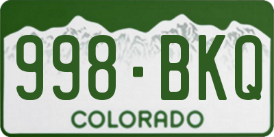 CO license plate 998BKQ