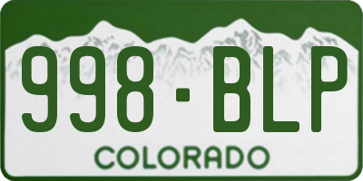 CO license plate 998BLP