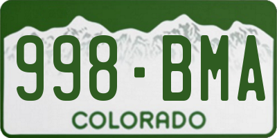CO license plate 998BMA