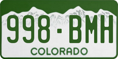 CO license plate 998BMH