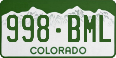 CO license plate 998BML