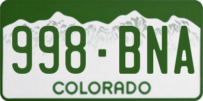 CO license plate 998BNA