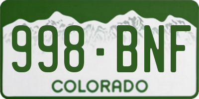 CO license plate 998BNF