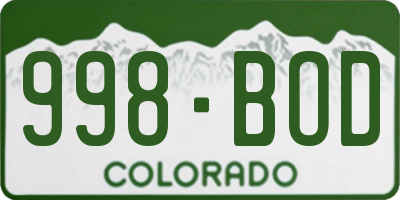 CO license plate 998BOD