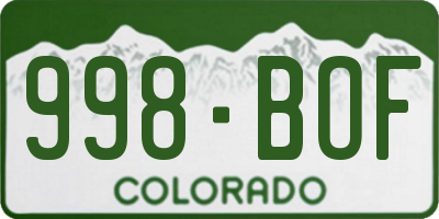 CO license plate 998BOF
