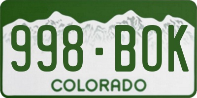 CO license plate 998BOK