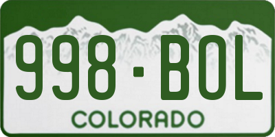CO license plate 998BOL