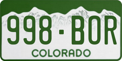 CO license plate 998BOR