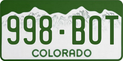 CO license plate 998BOT