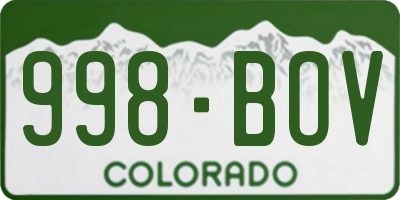 CO license plate 998BOV