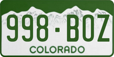 CO license plate 998BOZ