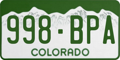 CO license plate 998BPA