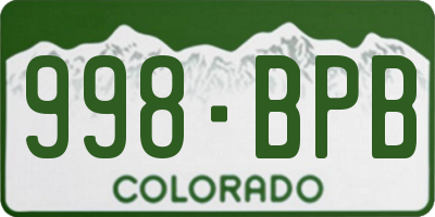 CO license plate 998BPB