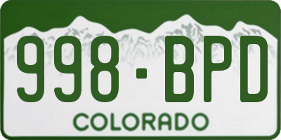 CO license plate 998BPD