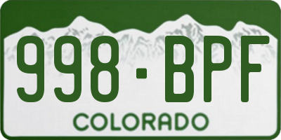 CO license plate 998BPF