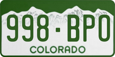 CO license plate 998BPO