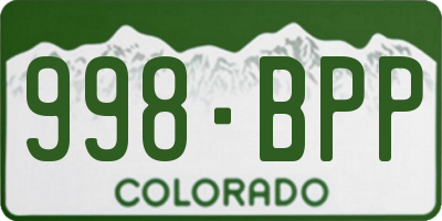 CO license plate 998BPP
