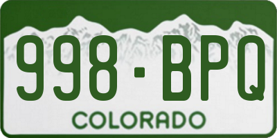 CO license plate 998BPQ
