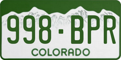 CO license plate 998BPR