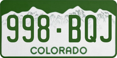 CO license plate 998BQJ