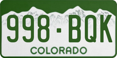 CO license plate 998BQK