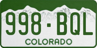 CO license plate 998BQL