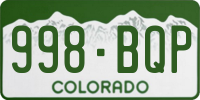 CO license plate 998BQP