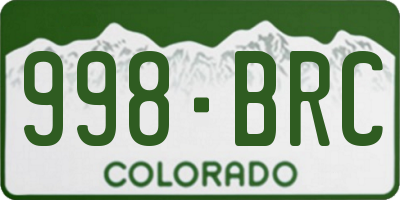 CO license plate 998BRC