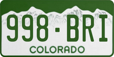 CO license plate 998BRI