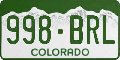 CO license plate 998BRL